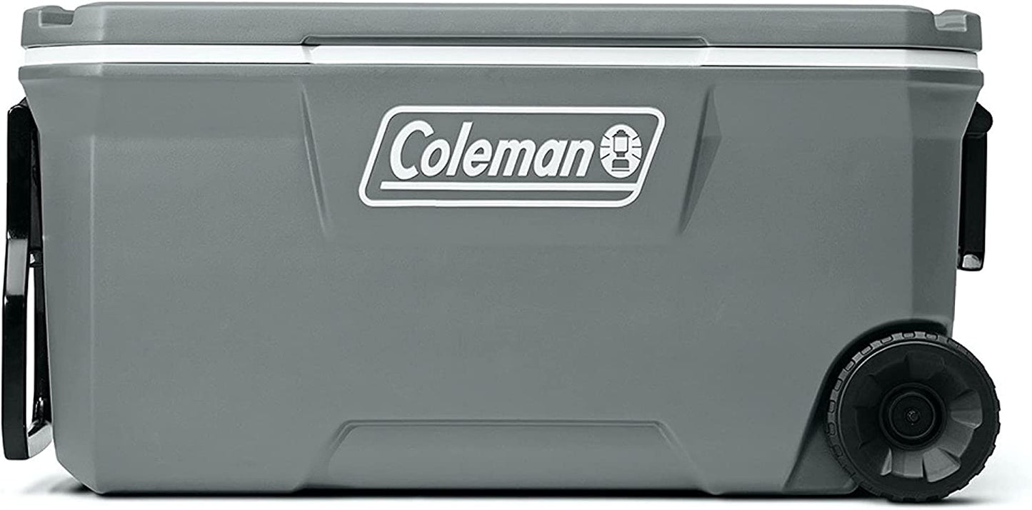 Coleman 316 Series Insulated Portable Cooler with Heavy Duty Wheels, Leak-Proof Wheeled Cooler with 100+ Can Capacity, Keeps Ice for up to 5 Days