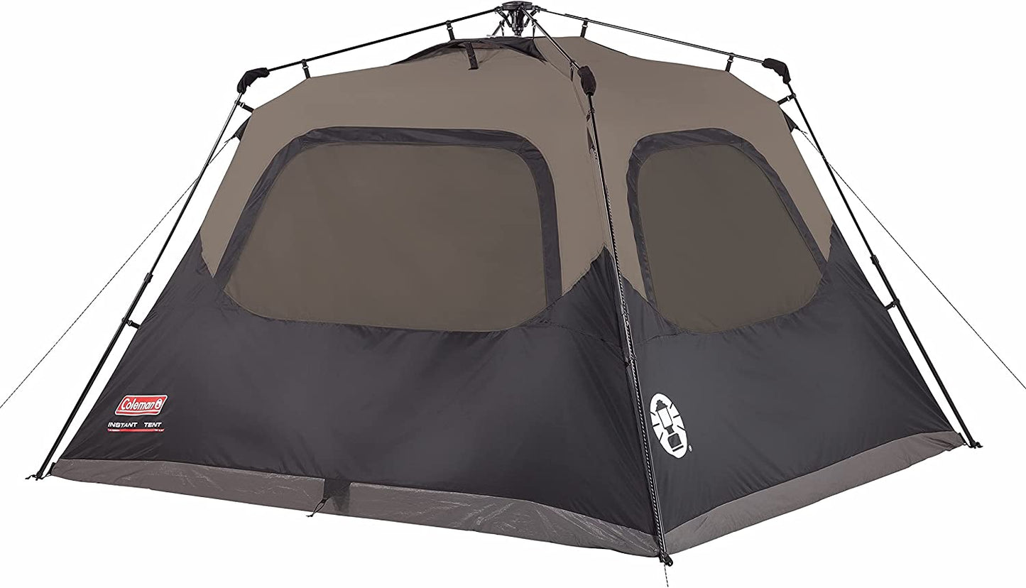 Coleman Camping Tent | 6 Person Cabin Tent with Instant Setup , Brown/Black