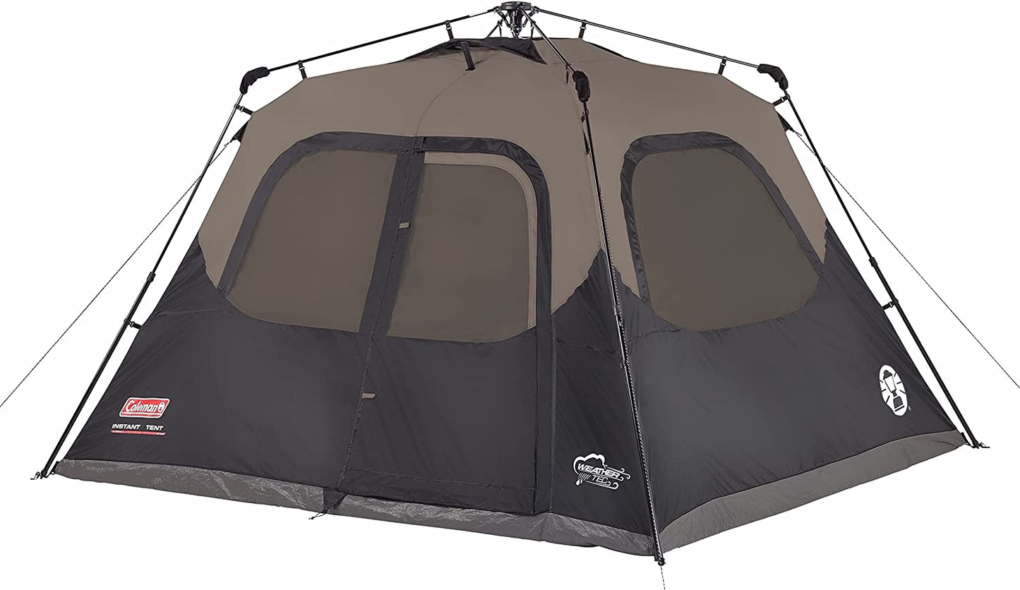 Coleman Camping Tent | 6 Person Cabin Tent with Instant Setup , Brown/Black