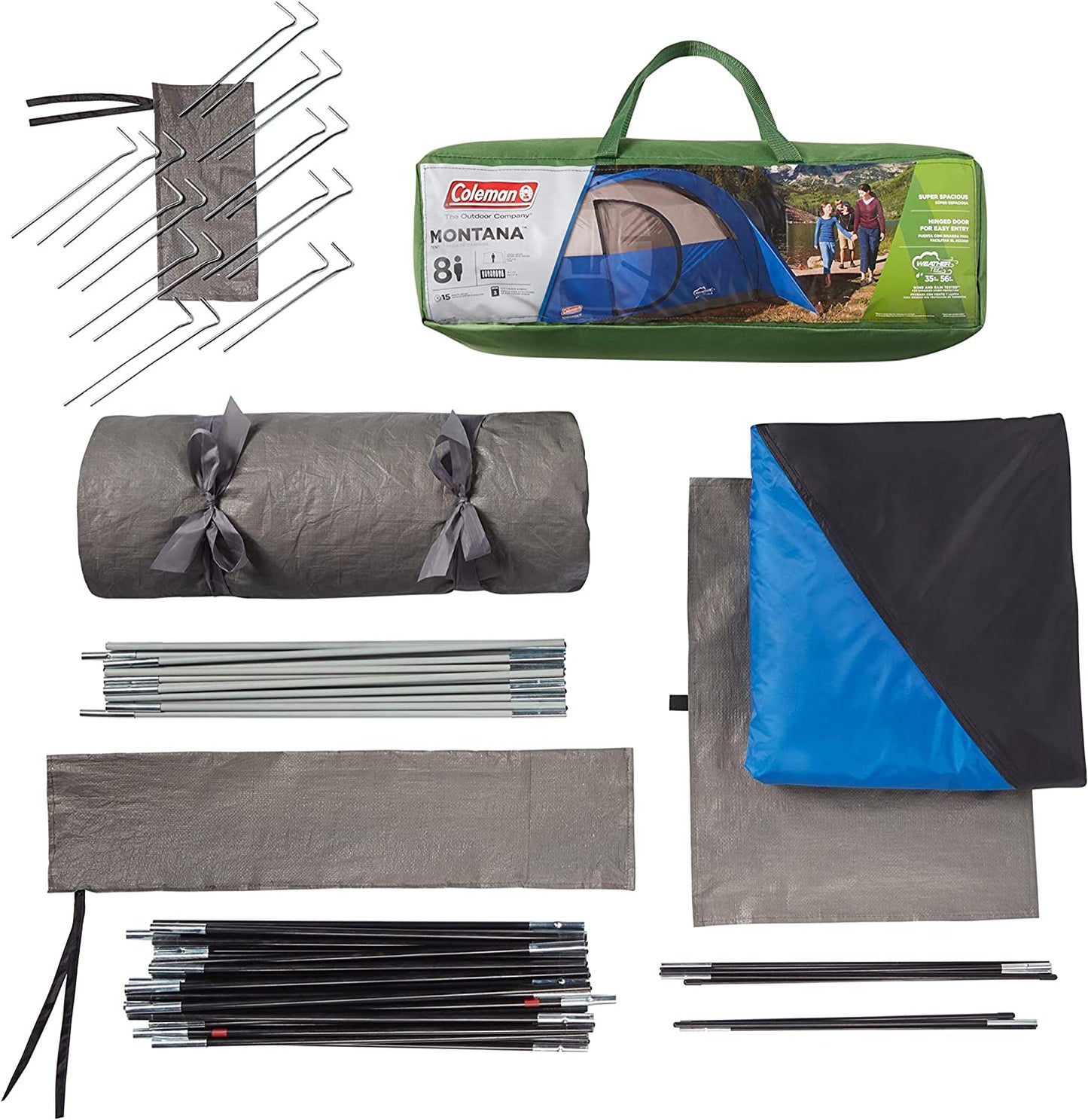 Coleman Camping Tent | 8 Person Montana Cabin Tent with Hinged Doors