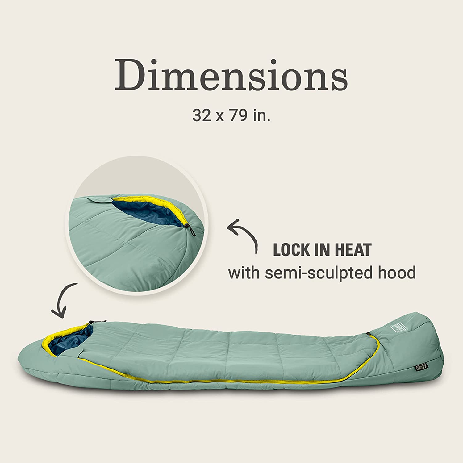 Coleman Big Bay Mummy Sleeping Bag, Cool-Weather 0°F/20°F/40